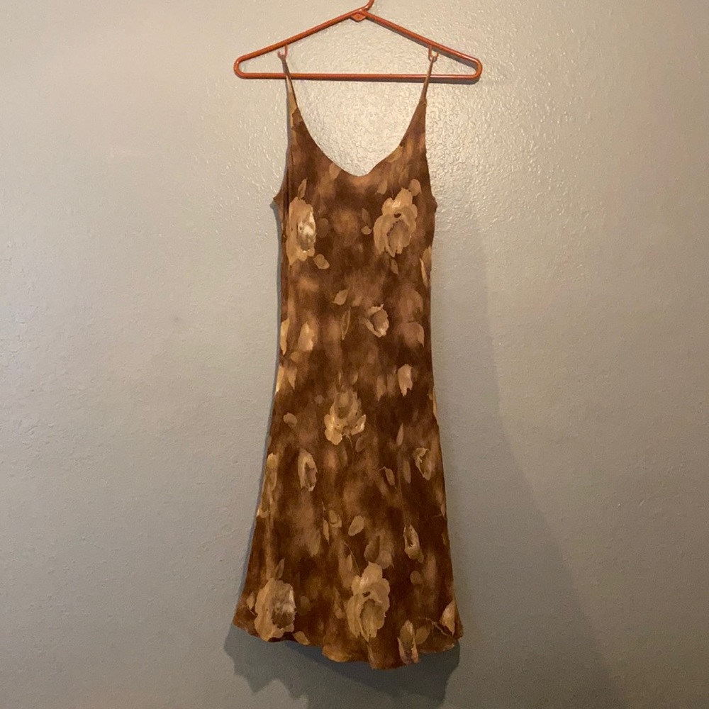 Brown floral print dress